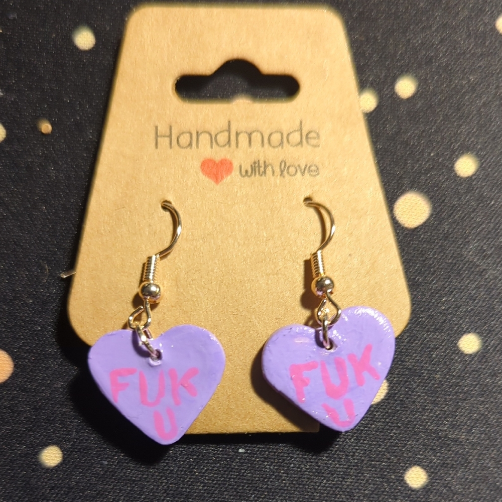Purple Heart Earrings